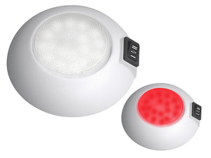 ADVANCED LED 4" White Plastic LED Dome Light w/ White & Red LEDs