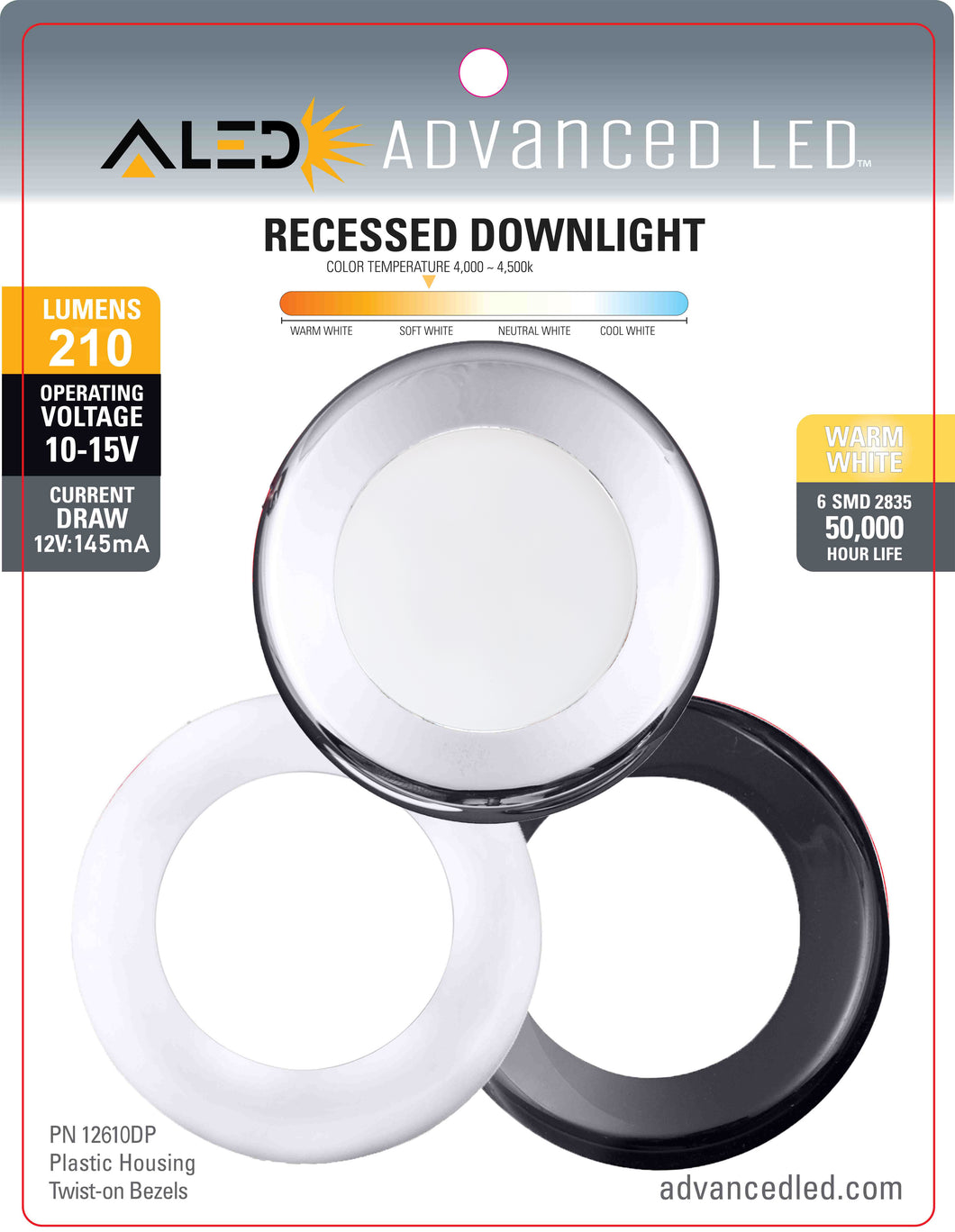 NEW & IMPROVED! ADVANCED LED Recessed Puck Downlight w/ 3 Bezel-in-1 (White, Chrome, & Black)
