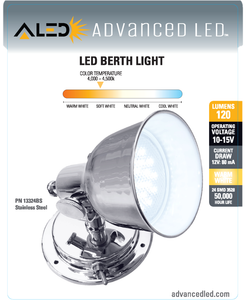 ADVANCED LED Highly Polished Stainless Steel LED Berth/Bulkhead Light