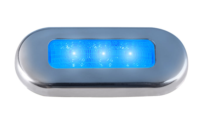 ADVANCED LED Waterproof Oblong Courtesy, Deck, Walkway, Step, Accent Light w/ Blue LEDs (PACK OF 2)