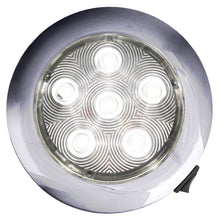 ADVANCED LED 4" Highly Polished Stainless Steel PUCK Dome Light w/ Rocker Switch in 6 White LEDs