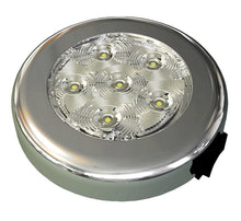 ADVANCED LED 4" Highly Polished Stainless Steel PUCK Dome Light w/ Rocker Switch in 6 Blue LEDs