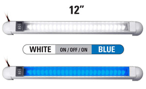 ADVANCED LED 12" White Rotational Rail Light w/ White & Blue LEDs