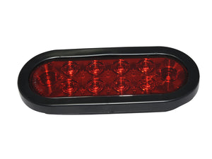 ALED6110R 6" Red Oval Grommet-Mount LED Tail Light - Stop/Tail/Turn Combined Functions (PACK OF 2)