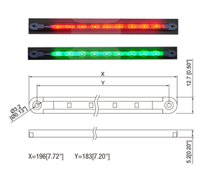 NEW! ADVANCED LED 6" Waterproof Flex Strip Light Nav Kit w/ Green & Red LEDs in a Mounting Track & Plastic End Mounts