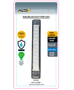 ADVANCED LED 6" Waterproof/Submersible Slim Line Strip Light w/ Blue LEDs (PACK OF 2)
