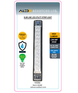 ADVANCED LED 6" Waterproof/Submersible Slim Line Strip Light w/ White LEDs (PACK OF 2)