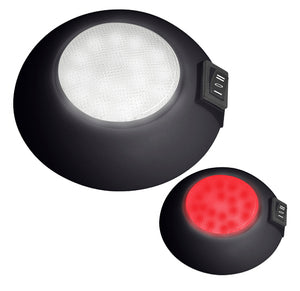 ADVANCED LED 4" Black Plastic LED Dome Light w/ White & Red LEDs