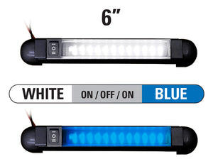 ADVANCED LED 6" Black Rotational Rail Light w/ White & Blue LEDs