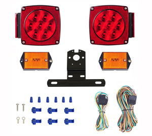 ALED6637KIT Square Combination LED Tail Light Kit for Vehicle Under 80" (Stop/Tail/Turn/License/Mark Combined Functions)