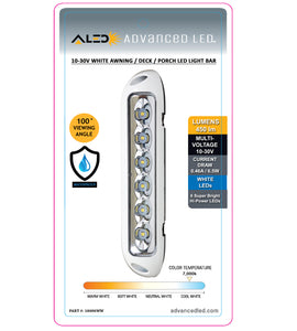 NEW! ADVANCED LED 8" 10-30V WHITE Waterproof Awning/Deck Light w/ Super Hi-Power LEDs